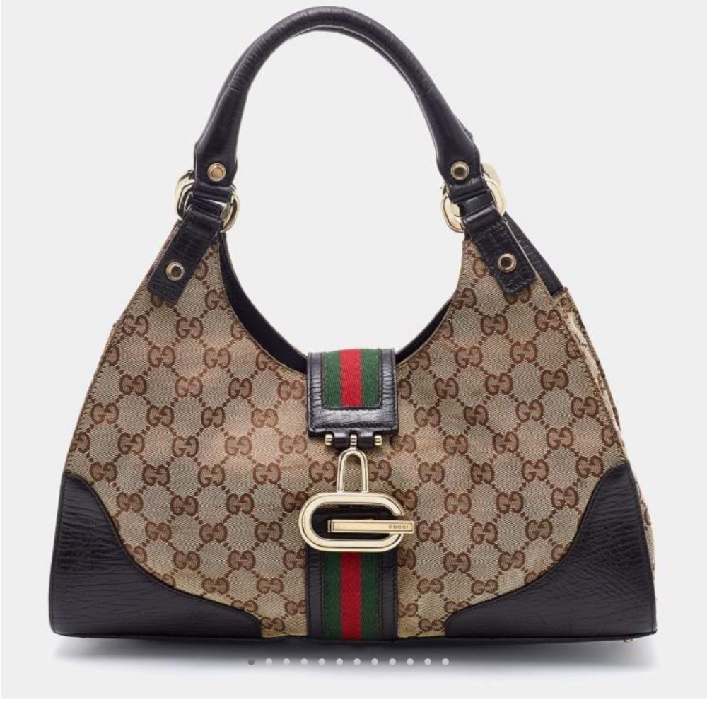🔥Gucci Authentic Beige/Brown GG Canvas and Leather Shoulder Bag🔥